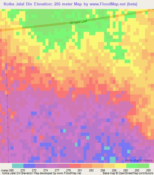 Kotka Jalal Din,Pakistan Elevation Map
