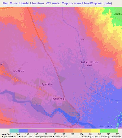 Haji Muno Banda,Pakistan Elevation Map