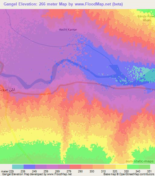 Gangel,Pakistan Elevation Map