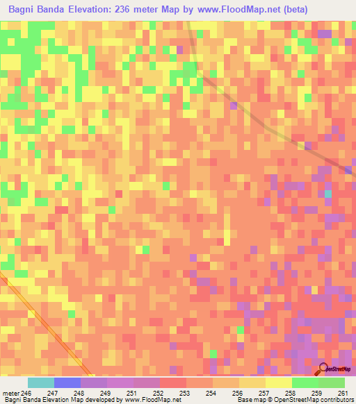 Bagni Banda,Pakistan Elevation Map