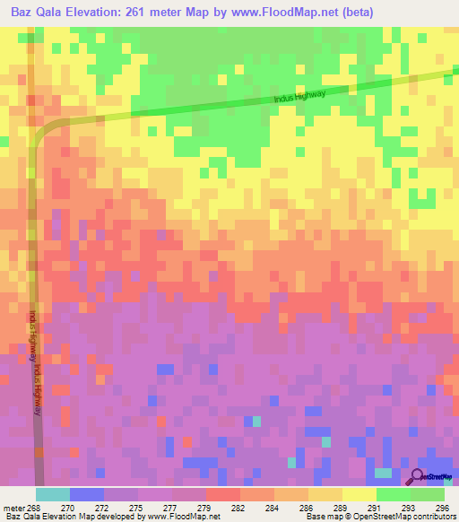 Baz Qala,Pakistan Elevation Map