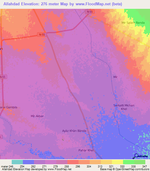 Allahdad,Pakistan Elevation Map
