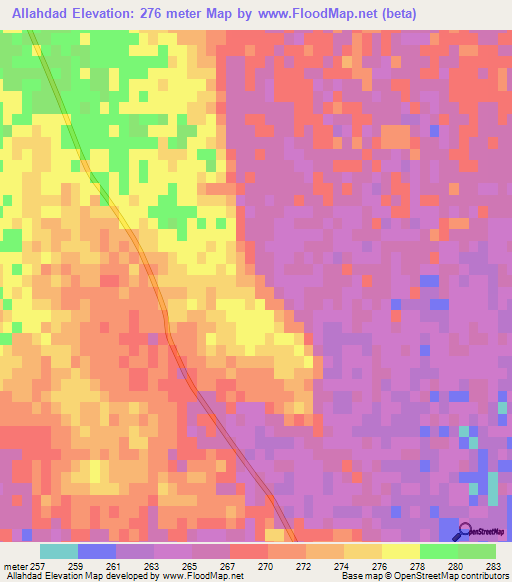 Allahdad,Pakistan Elevation Map