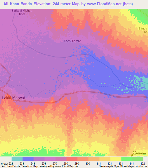 Ali Khan Banda,Pakistan Elevation Map