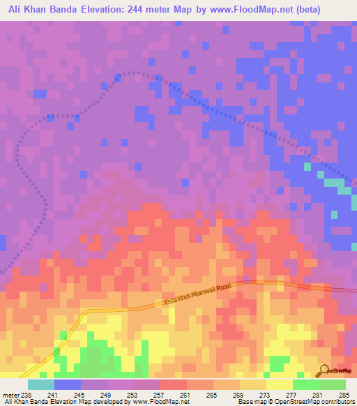 Ali Khan Banda,Pakistan Elevation Map