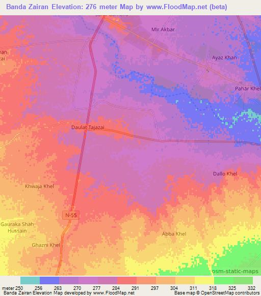 Banda Zairan,Pakistan Elevation Map