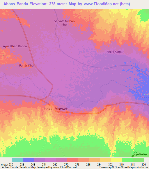 Abbas Banda,Pakistan Elevation Map