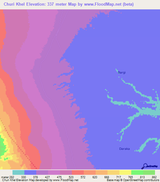 Churi Khel,Pakistan Elevation Map