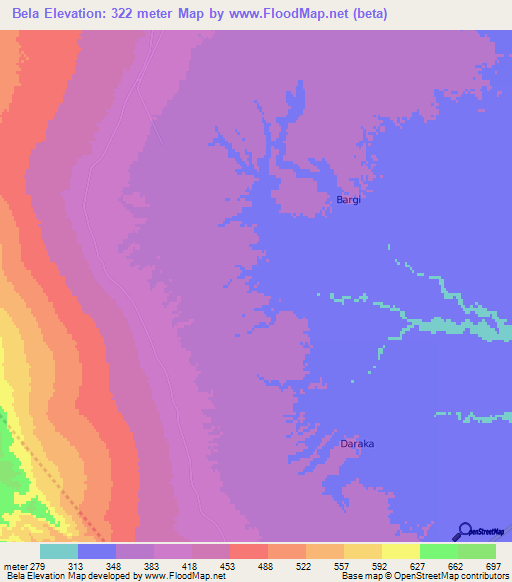 Bela,Pakistan Elevation Map