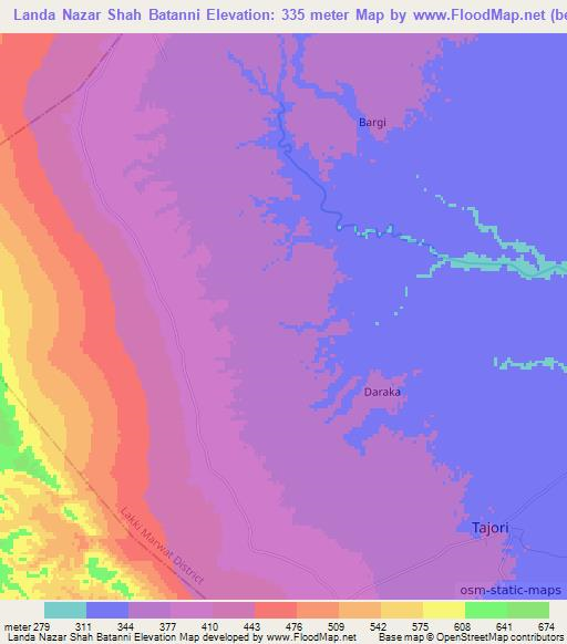 Landa Nazar Shah Batanni,Pakistan Elevation Map