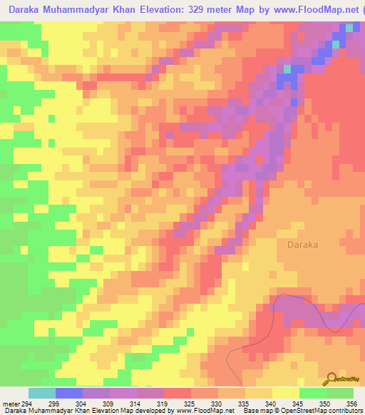 Daraka Muhammadyar Khan,Pakistan Elevation Map