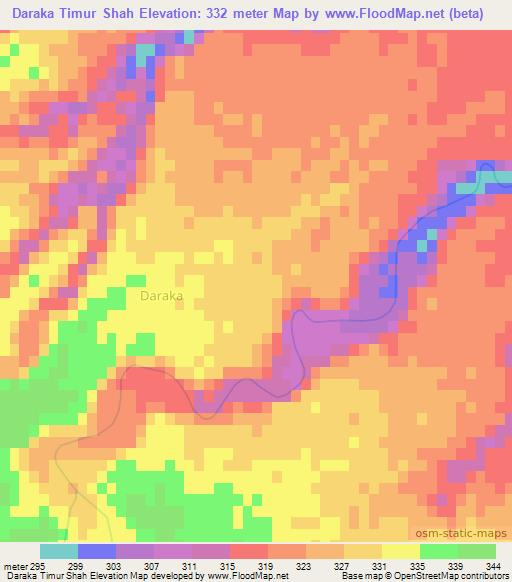 Daraka Timur Shah,Pakistan Elevation Map