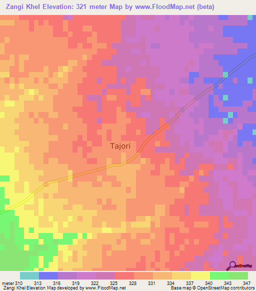 Zangi Khel,Pakistan Elevation Map