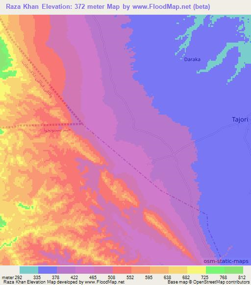 Raza Khan,Pakistan Elevation Map