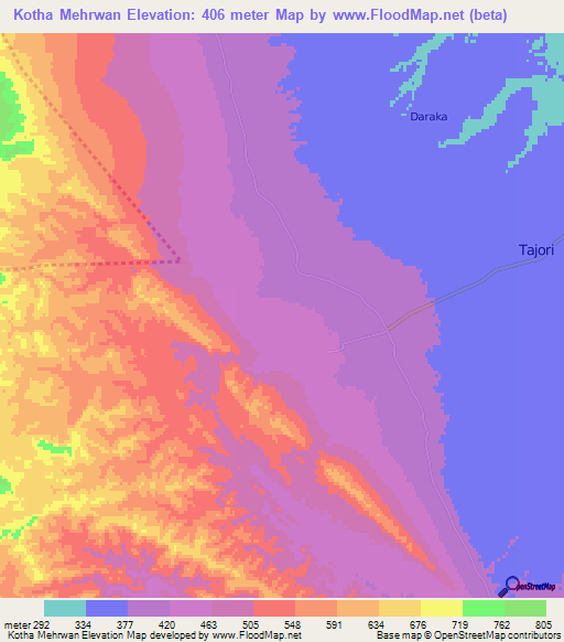 Kotha Mehrwan,Pakistan Elevation Map