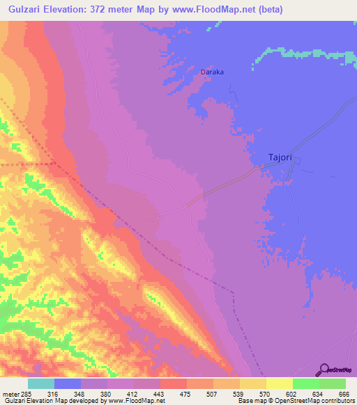 Gulzari,Pakistan Elevation Map