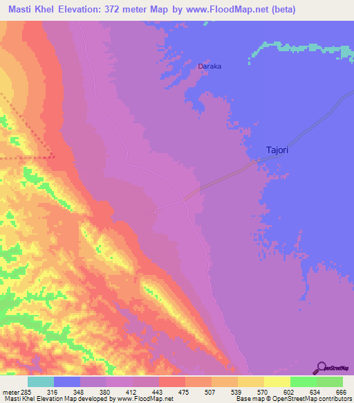 Masti Khel,Pakistan Elevation Map