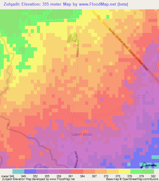 Zulqadir,Pakistan Elevation Map