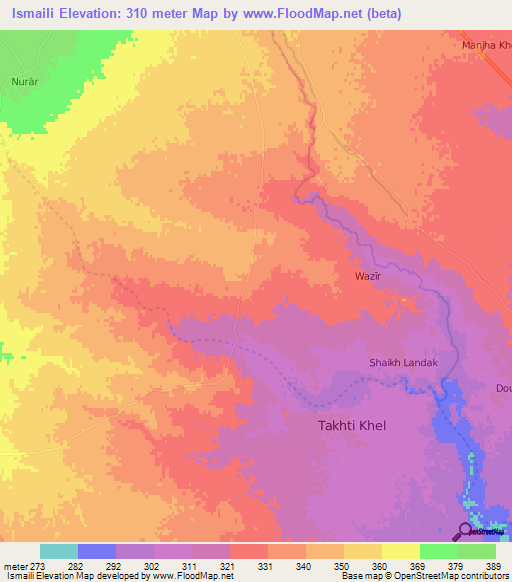 Ismaili,Pakistan Elevation Map