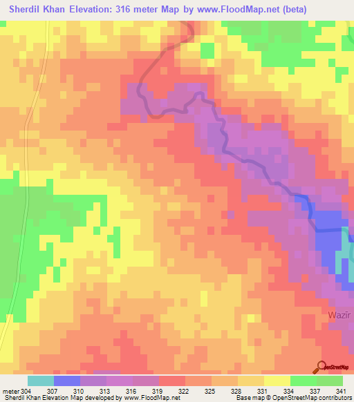 Sherdil Khan,Pakistan Elevation Map