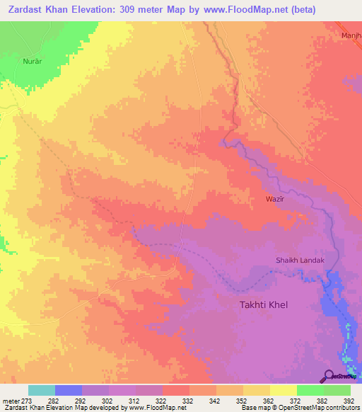 Zardast Khan,Pakistan Elevation Map