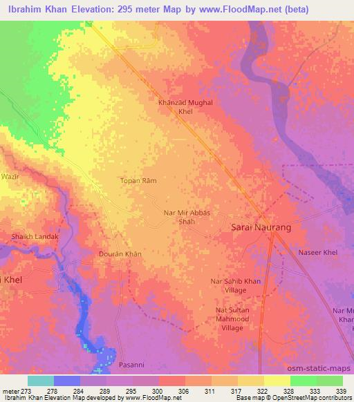 Ibrahim Khan,Pakistan Elevation Map