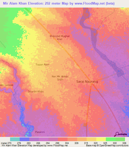 Mir Alam Khan,Pakistan Elevation Map