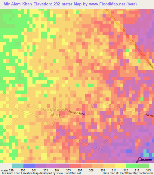 Mir Alam Khan,Pakistan Elevation Map