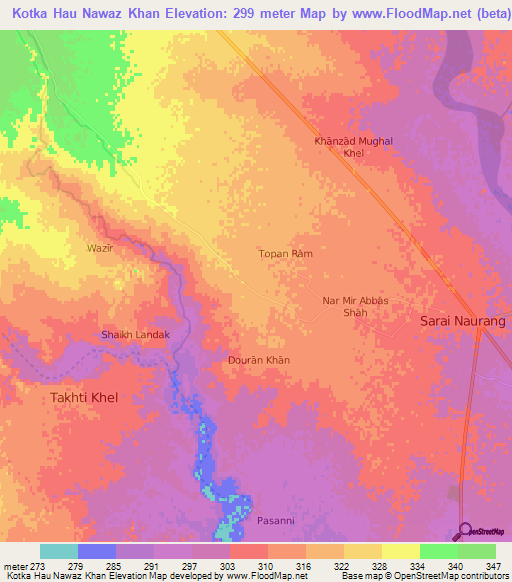 Kotka Hau Nawaz Khan,Pakistan Elevation Map