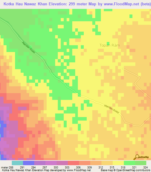 Kotka Hau Nawaz Khan,Pakistan Elevation Map