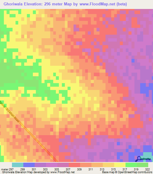 Ghoriwala,Pakistan Elevation Map