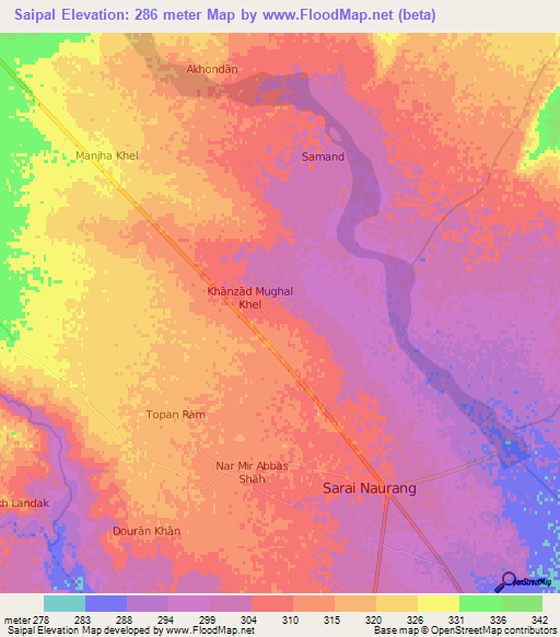 Saipal,Pakistan Elevation Map