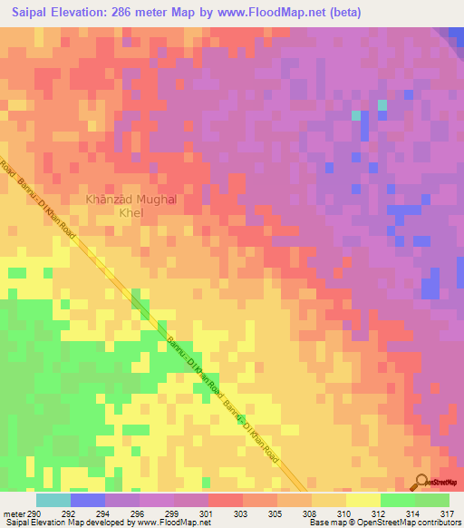 Saipal,Pakistan Elevation Map