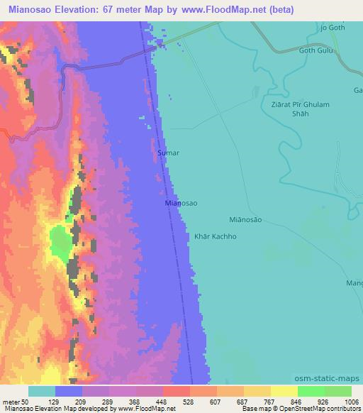 Mianosao,Pakistan Elevation Map