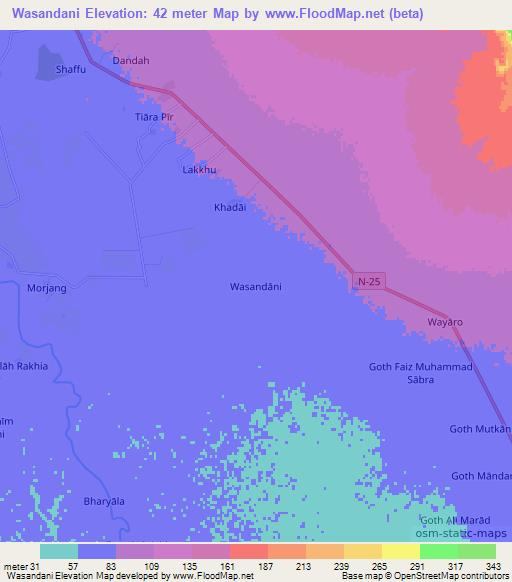 Wasandani,Pakistan Elevation Map