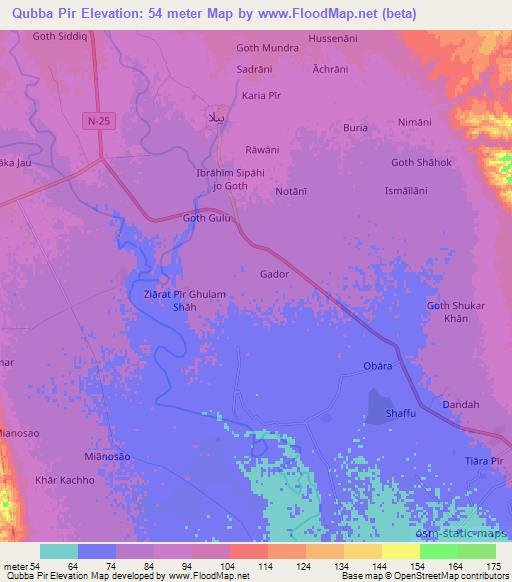 Qubba Pir,Pakistan Elevation Map