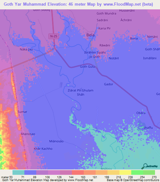 Goth Yar Muhammad,Pakistan Elevation Map