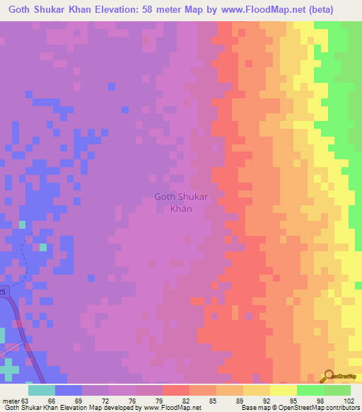 Goth Shukar Khan,Pakistan Elevation Map