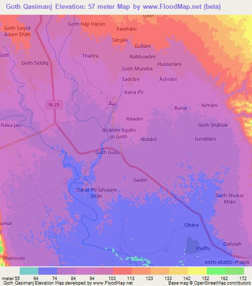 Goth Qasimanj,Pakistan Elevation Map