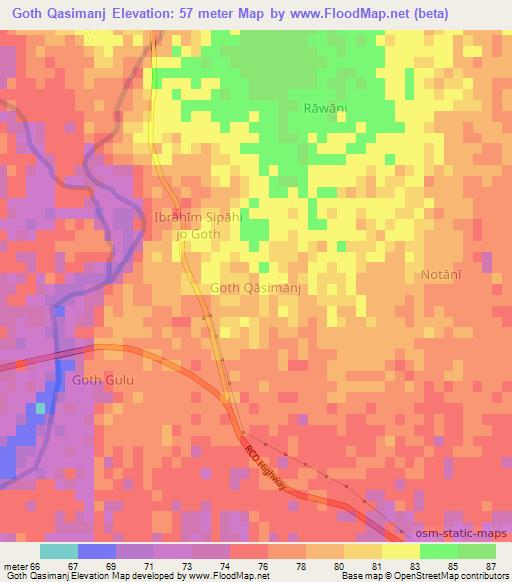 Goth Qasimanj,Pakistan Elevation Map