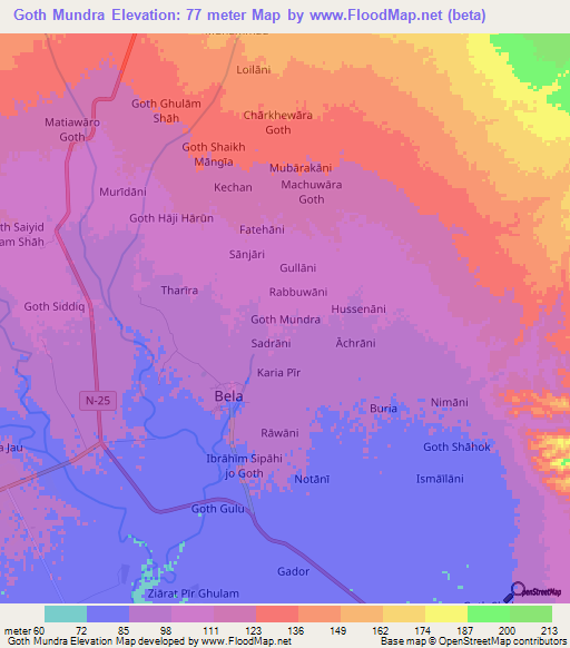 Goth Mundra,Pakistan Elevation Map