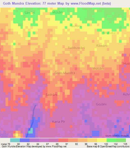 Goth Mundra,Pakistan Elevation Map