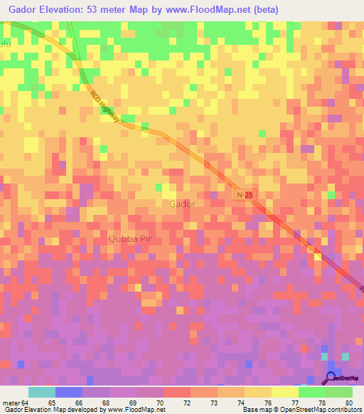 Gador,Pakistan Elevation Map