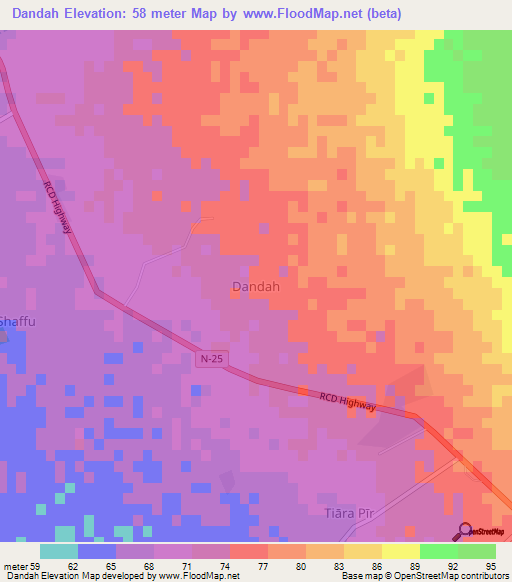 Dandah,Pakistan Elevation Map