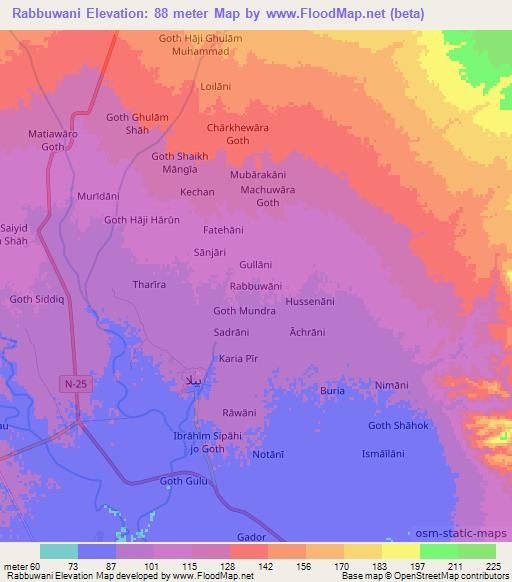 Rabbuwani,Pakistan Elevation Map