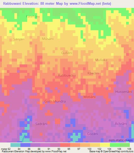 Rabbuwani,Pakistan Elevation Map