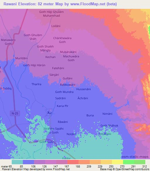 Rawani,Pakistan Elevation Map