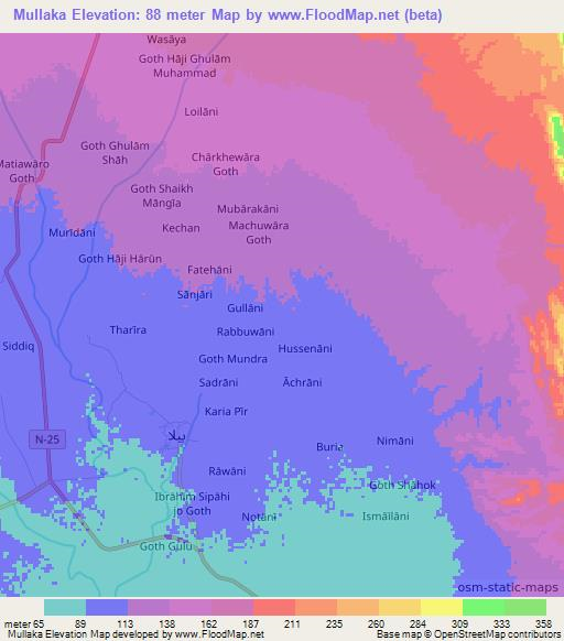 Mullaka,Pakistan Elevation Map