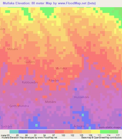 Mullaka,Pakistan Elevation Map