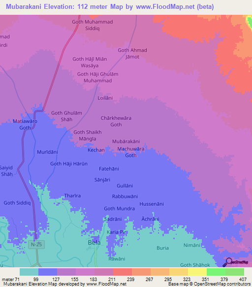 Mubarakani,Pakistan Elevation Map